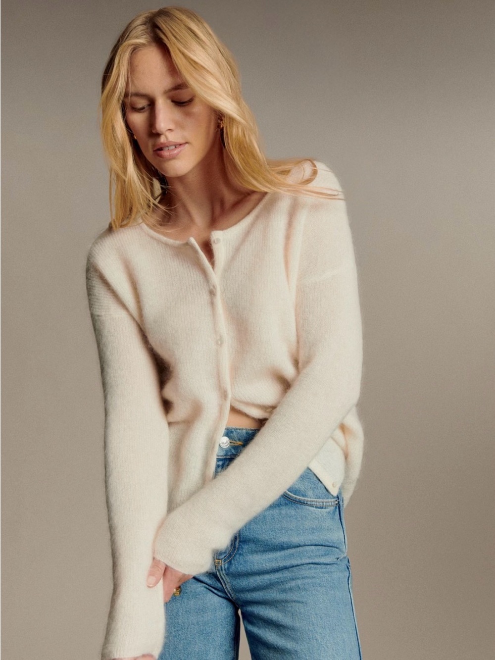 Sezane Gaspard Cardigan in Ecru